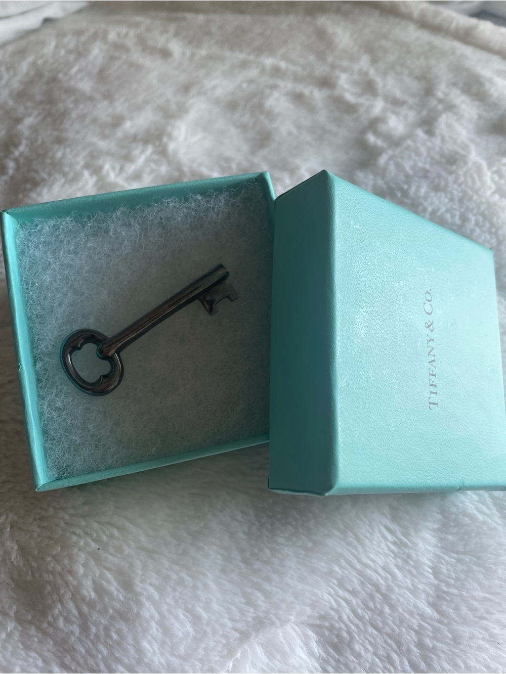 Tiffany & Co. Silver Key Charm with Signature Tiffany and co box